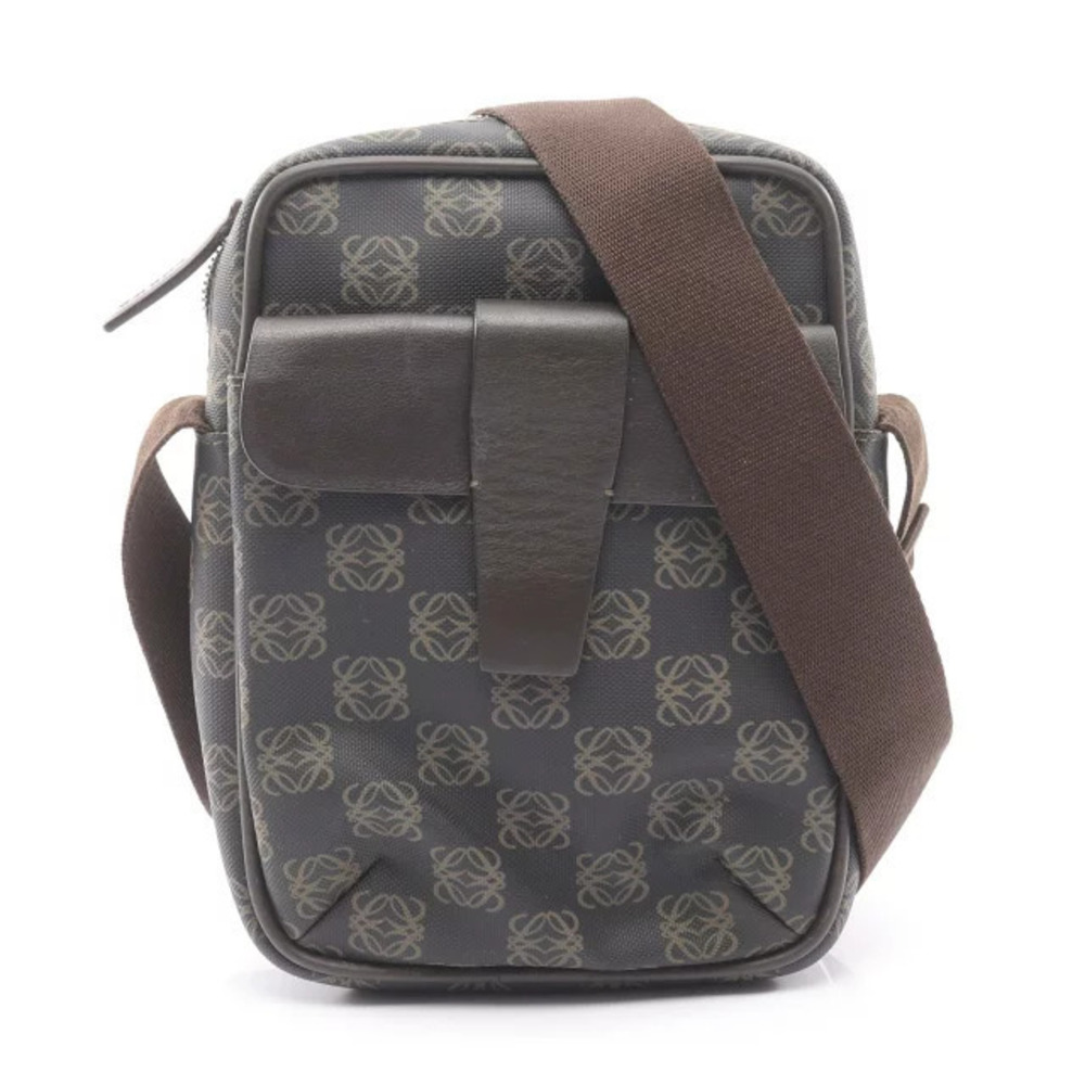 Loewe Repeat Anagram Shoulder Bag Canvas Leather Brown